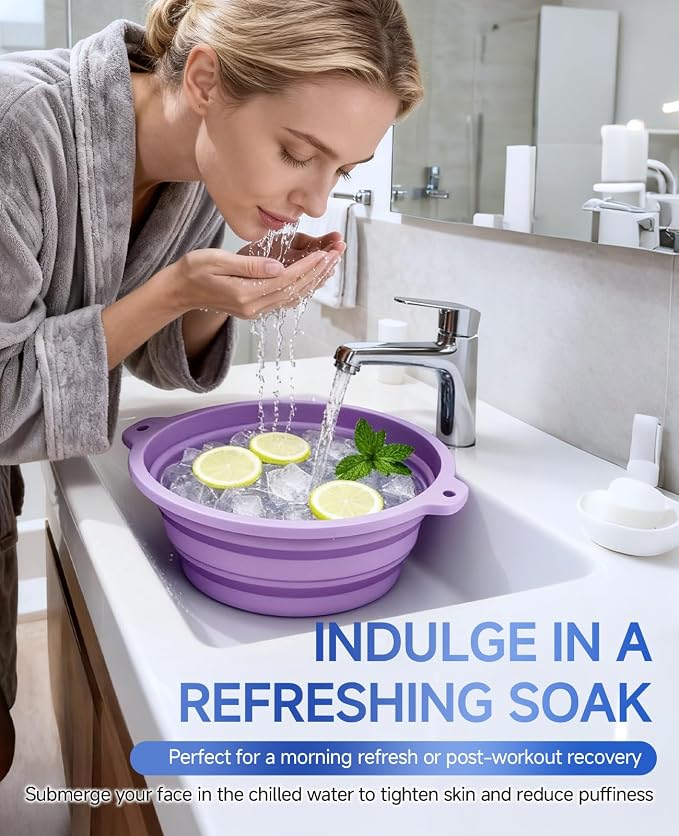 Face Ice Bath Bowl with Built-in Ice Tray, Collapsible Silicone Face Ice Plunge - Image 4