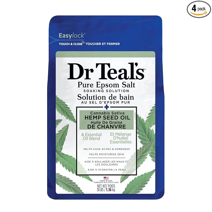 Dr Teal's Pure Epsom Magnesium Salt Soak, Cannabis Sativa Hemp Seed Oil by DrTeals