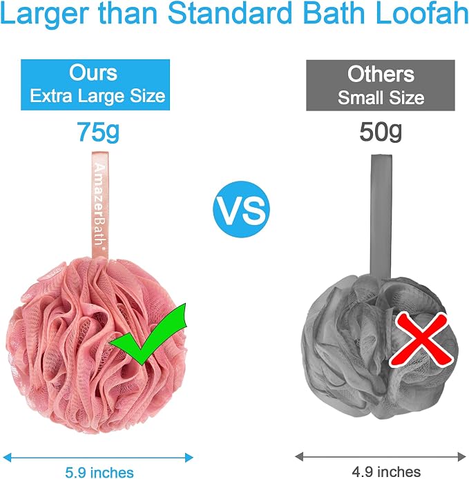 AmazerBath Loofah Sponge 75g/Piece, Exfoliating Bath Sponge Body Scrubber - Image 6