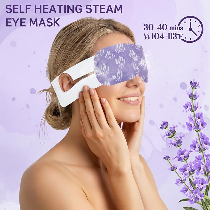 200 Pcs Steam Eye Masks for Dry Eyes Lavender Self Heated Steam Warm Eye Mask - Image 5