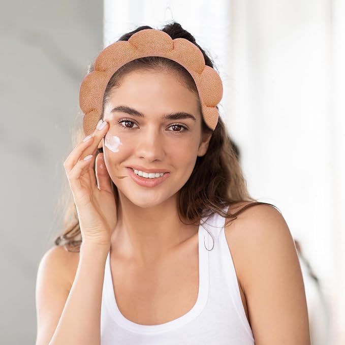 Beleki Spa Headband for Washing Face Wristband Set Sponge Headband Makeup - Image 3