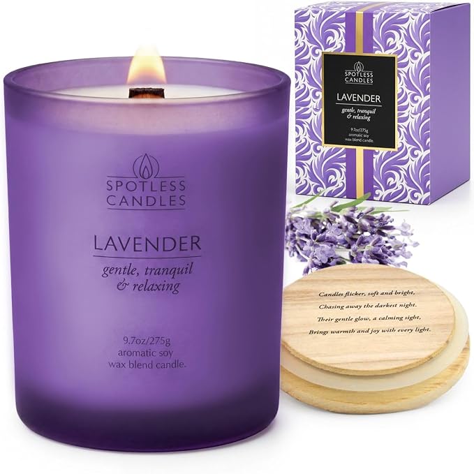 Lavender Candle 9.7 oz: 55 Hrs Burn Time by SpotlessLeopard