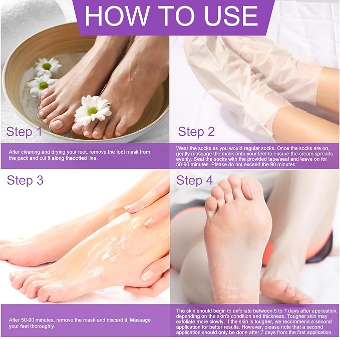 Foot Peeling Mask 5 Pack, Foot Peel Mask Remove Dead Skin, Rough Callus and - Image 7