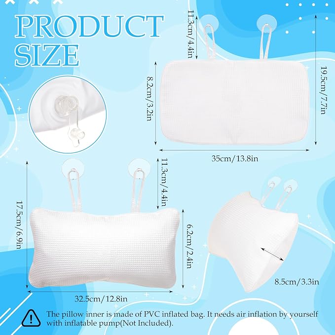 EORTA Inflatable Bathtub Pillow Anti-Slip Aerated Bath Pillow - Image 2