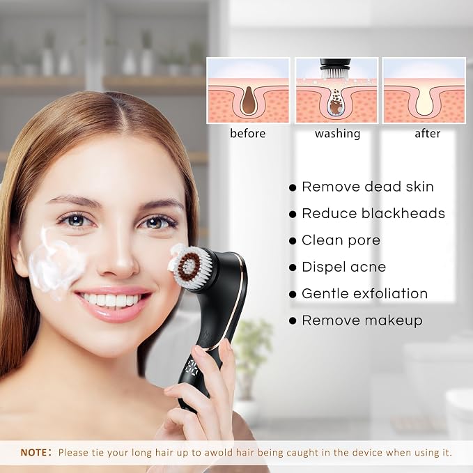 Facial Cleansing Brush Face Scrubber Exfoliator Rechargeable IPX7 Waterproof - Image 5