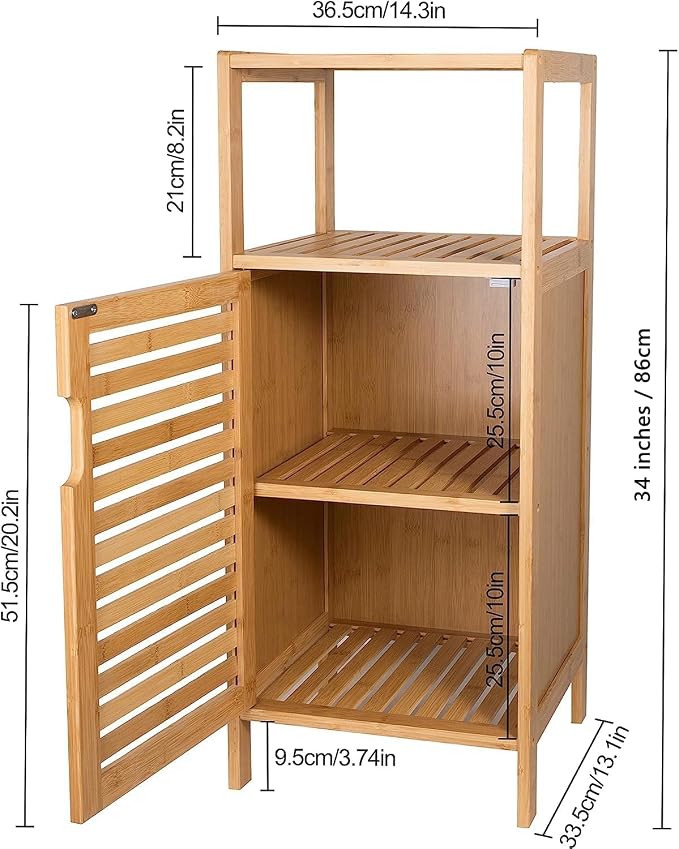 Bathroom Bamboo Storage Cabinet, Freestanding Floor Cabinet - Image 3