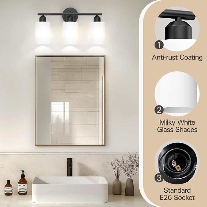 Espird Bathroom Vanity Light Fixtures Matte Black Bathroom Lighting Fixture - Image 5