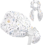 Scrub Cap with Hair Scrunchy, Ponytail Holder Surgical Cap by FVQL