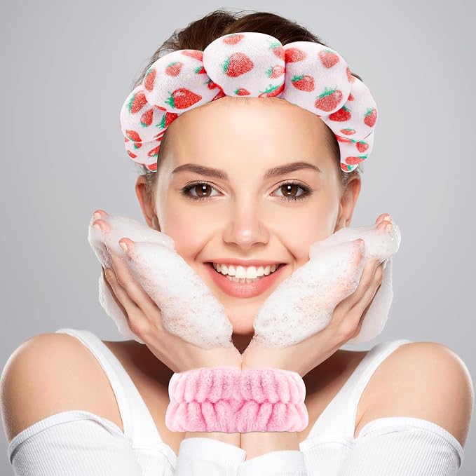 Zkptops Spa Headband for Washing Face Wristband Set Sponge Makeup Skincare - Image 2