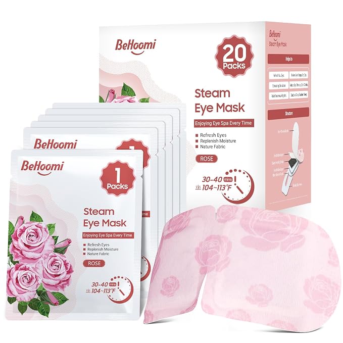 BeHoomi 20Packs Steam Eye Mask, Heated Eye Mask Warm Compress by BeHoomi