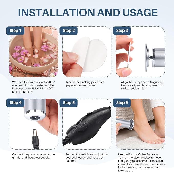 Electric Foot File Remover Callus: Profesional Pedicure Tool - Image 8