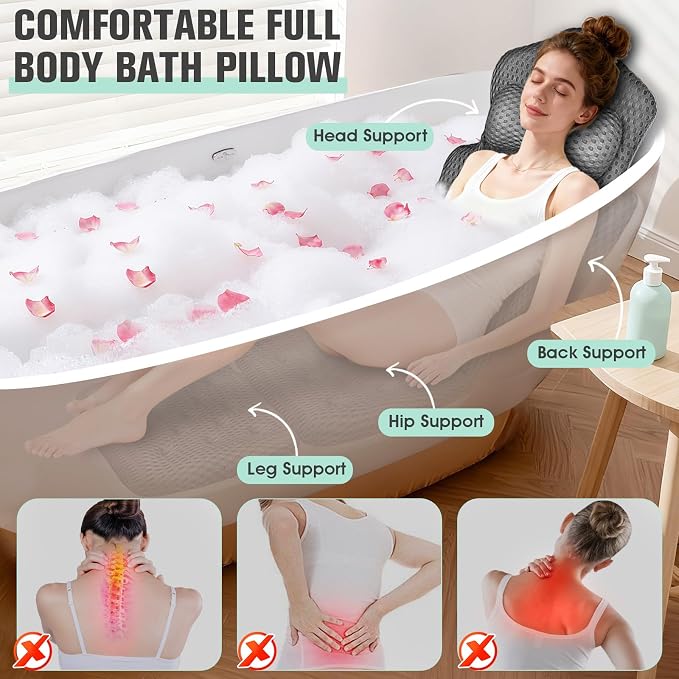 Upgraded Full Body Bath Pillow for Bathtub, Luxury Thick Bath Cushion for - Image 7