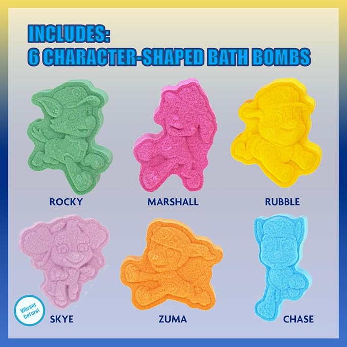 Paw Patrol 6 Pack Cucumber Melon Scented Bath Bombs Character Molded Bath Bombs - Image 2