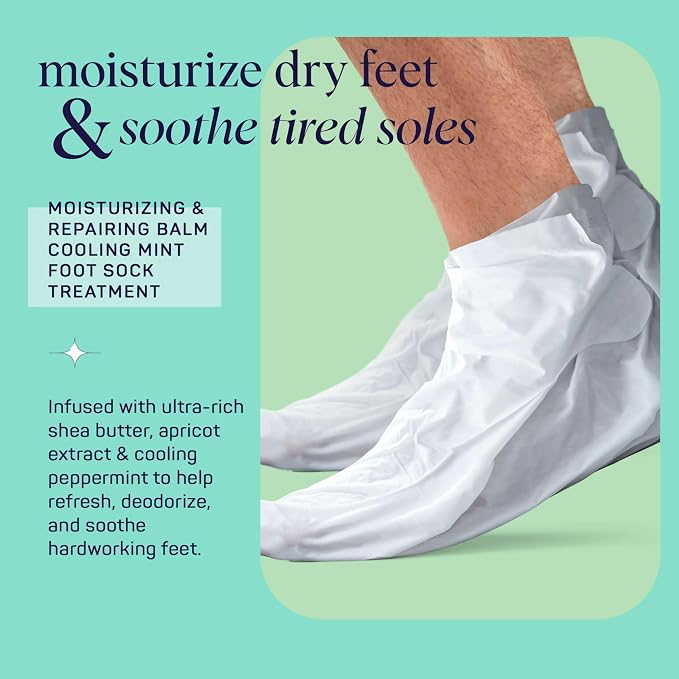 Spa Life Men's Cooling Mint Foot Repair Balm and Moisturizing Socks Set - Image 3