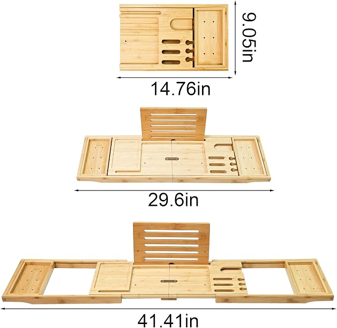 Bathtub Tray - Luxury Bamboo Bathtub Tray - Image 2