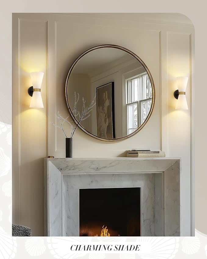 Indoor Wall Sconces, HWH Hardwired Black and Gold Bathroom Sconces Wall Lighting - Image 5