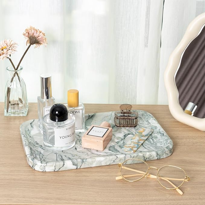 Karibiber Vanity Tray, Marble Bathroom Tray Countertop, Decorative Dresser - Image 7