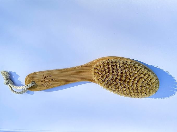 Dry Brush for body with Natural Boar Bristle & Bamboo Handle. Dry Body Brush - Image 9