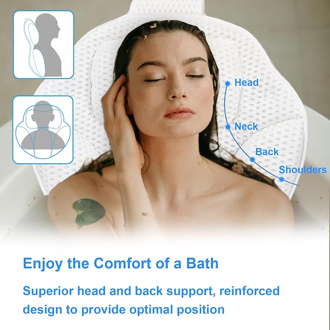 Luxury Oversized Bath Tub Pillow Fits All Bathtubs, Secure Support - Image 3