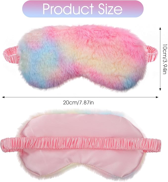 2 Pcs Plush Eye Mask Soft Sleeping Blindfold Eye Cover Comfortable Furry Faux - Image 2