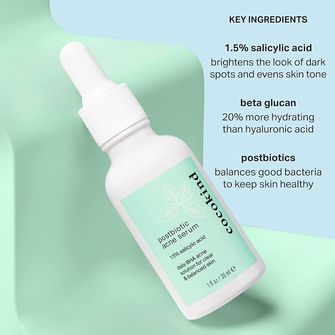 Cocokind Postbiotic Acne Serum, Salicylic Acid Serum and BHA Liquid Exfoliant - Image 3