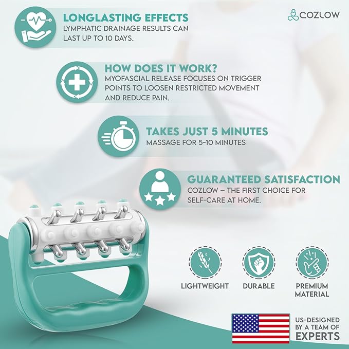COZLOW - MyoRelease Lymphatic Drainage Massager - Green - Handheld Fascia - Image 5