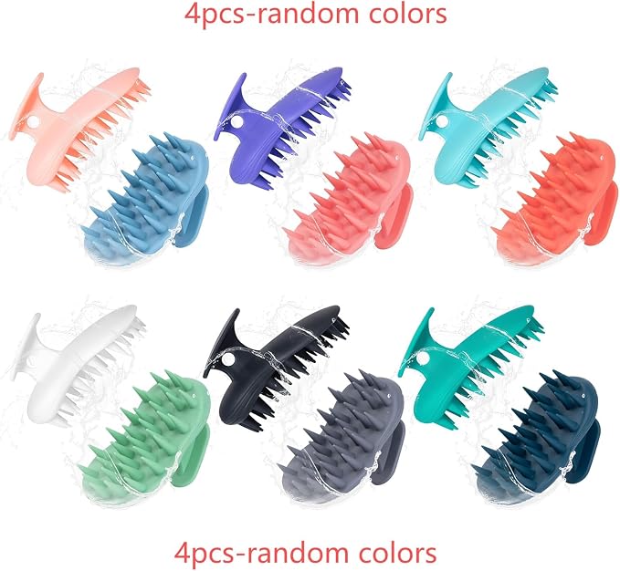 4pcs Shampoo Brush Hair Scalp Massager, 100% Silicone Scalp Scrubber, Scalp - Image 2