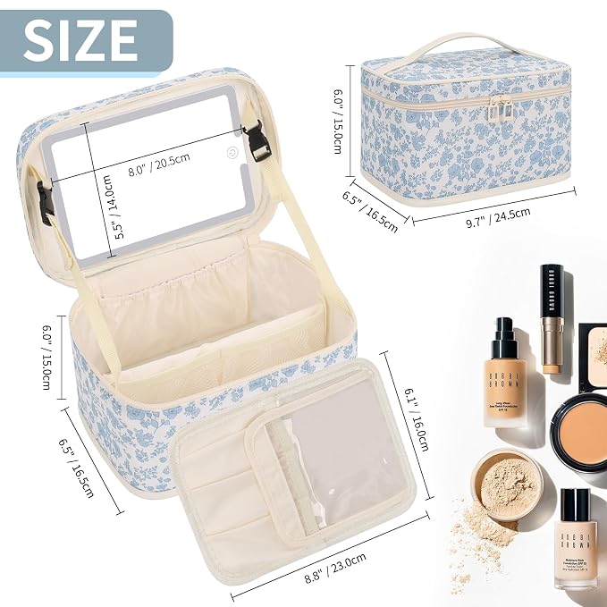 OCHEAL Makeup Bag With LED Mirror, Travel Makeup Bag With 3 Color Setting Light - Image 5