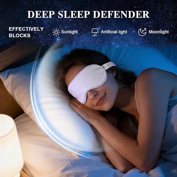 Silk Sleep Mask, Eye Mask for Sleep Women Men, Mulberry Sleeping Mask - Image 6