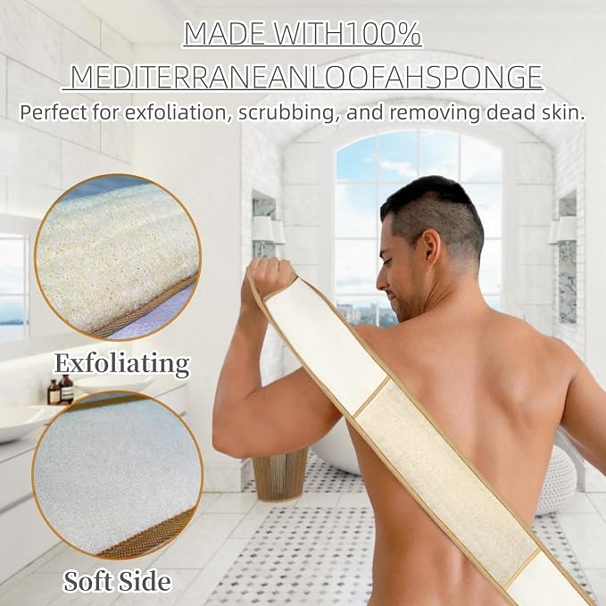 Exfoliating Natural Loofah Sponge Back Scrubber - Image 4
