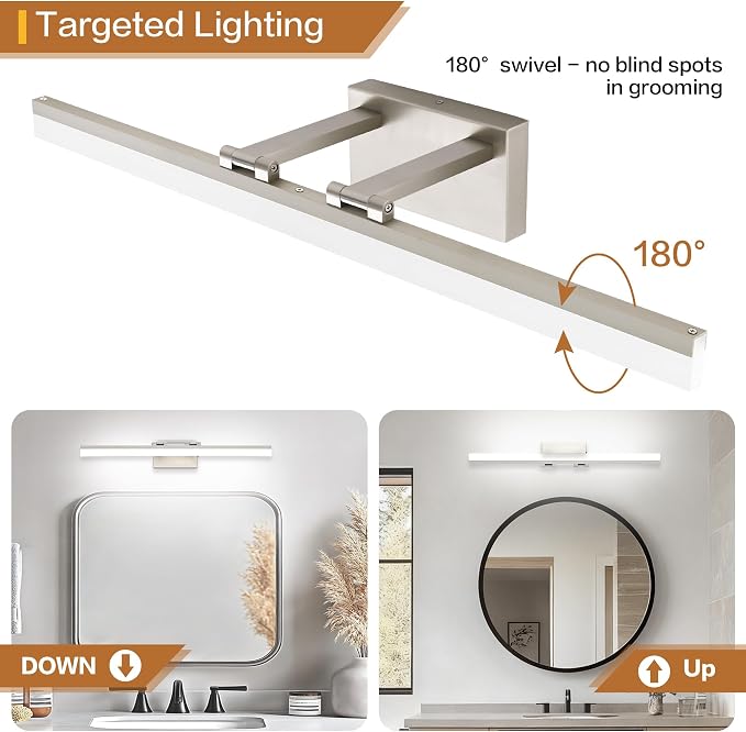 SOLFART Bathroom Lights Over Mirror: 32 Inch Bathroom Vanity Light- Brushed - Image 3