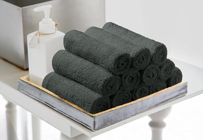 Avalon Towels Cotton Washcloths 24-Pack – 12 x 12 Inch Grey Super Soft & - Image 4