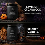 Mens Candle 2 x 8oz Pack Smoked Vanilla and Lavender Cedarwood Scents - Image 2