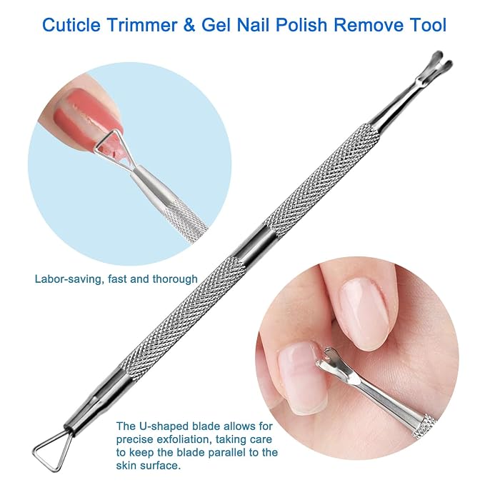 Premium Stainless Steel Manicure Tools 2-Piece Set, Upgraded Cuticle Pusher & - Image 3