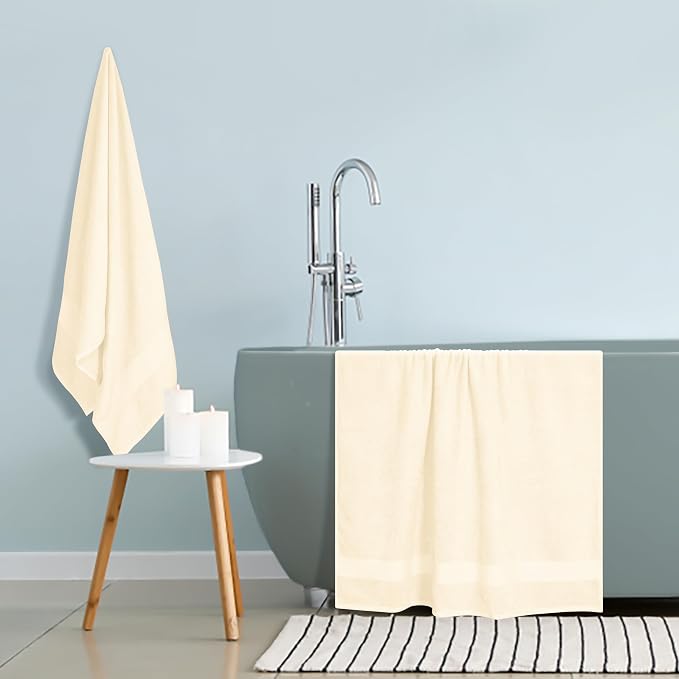 GLAMBURG Premium Cotton Oversized 2 Pack Bath Sheet 35x70-100% Pure Cotton - Image 4