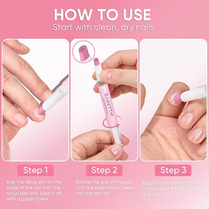Ceramic Cuticle Pusher & Oil Pen, 2ml Rose + Fragrance Free Scented Nail Care - Image 3