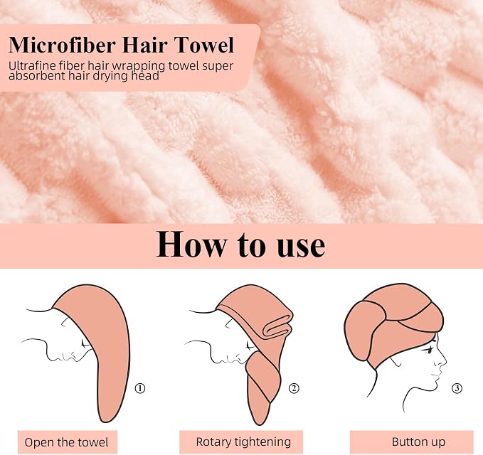 Hair Drying Towels, 19.7x31.5 inch Hair Towels - Image 3