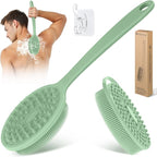Silicone Back & Body Scrubber Set 2PCS, 13.4'' Gentle Exfoliating Back Scrubber by GEENOA