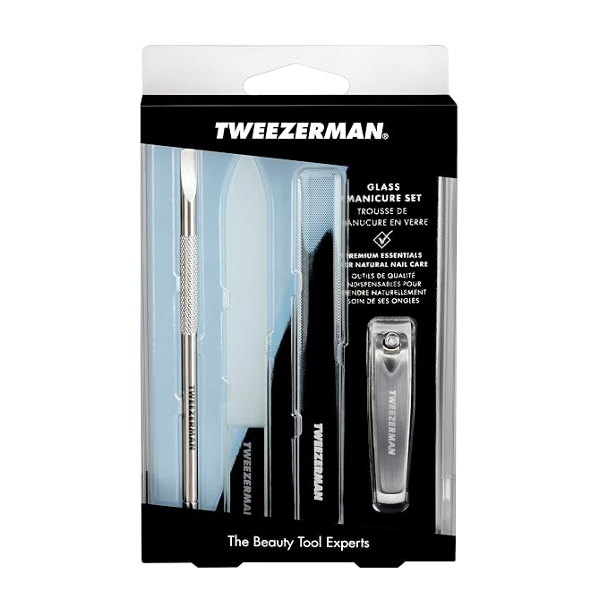 Tweezerman Glass Manicure Set Includes Nail Clipper, Cuticle Pusher, Glass Nail - Image 8