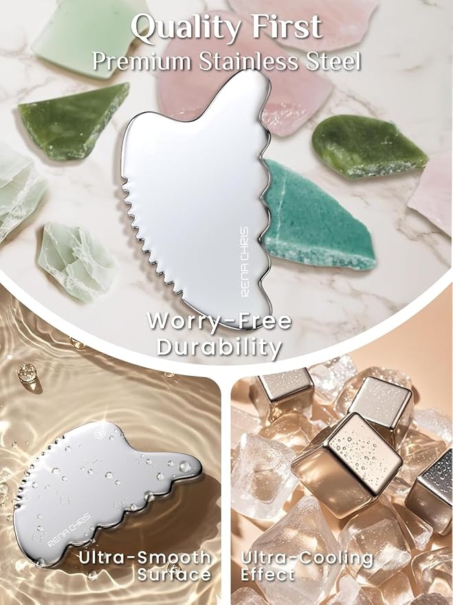 Rena Chris Body Gua Sha Tools, Stainless Steel Guasha Tool, Manual Massage - Image 4