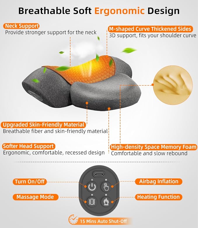 Upalled Cordless Heated Neck Massager Pillow - Image 6
