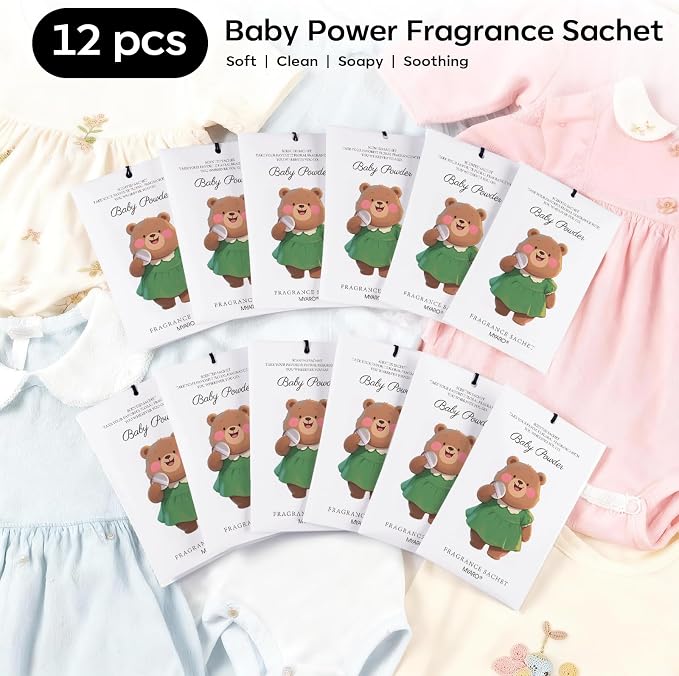 MYARO 12 Packs Baby Powder Scent Sachets Room Air Freshener - Image 7