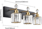 PRESDE Crystal 3 Light Bathroom Vanity Lights Black and Gold Bathroom Lights - Image 4