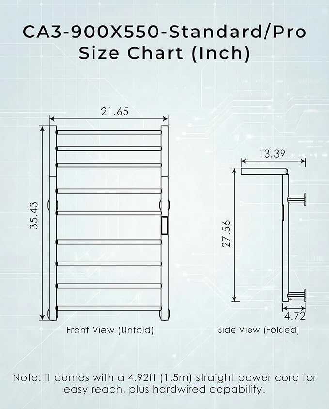 Foldable Heated Towel Rack, Dual-Zone Electric Towel Warmer Rack - Image 7