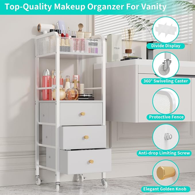 HapiRm Rolling Makeup Cart Organizer - Image 6