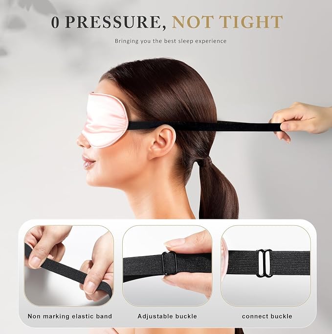 Sleep Mask Silk Eye Mask for Sleeping, Super Soft Blackout Eye Mask for Women - Image 3