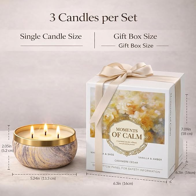 YMing 3-Wick Candle Gift Set, 3 Pack, 14 oz Each, Scented Candles - Image 4