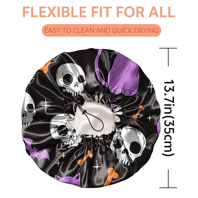 Shower Cap Reusable Double Layer Adjustable Elastic Waterproof EVA Hair Bath - Image 2
