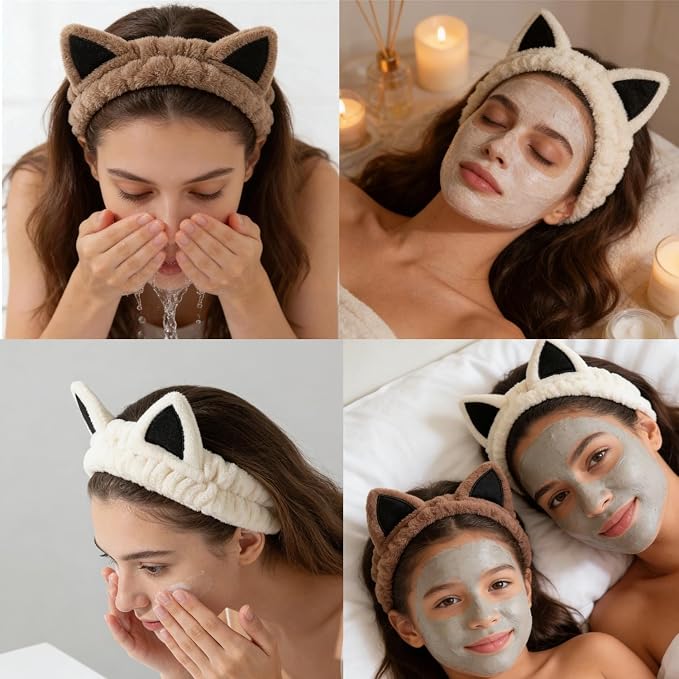 2 PCS Cute Cat Ear Spa Headband - Image 4