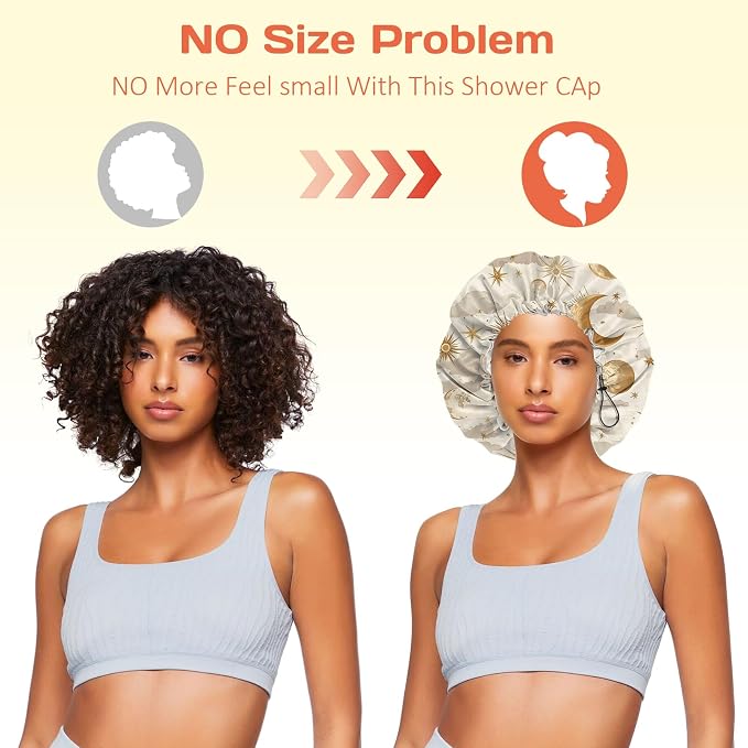 Shower Cap Reusable Double Layer Adjustable Elastic Waterproof EVA Hair Bath - Image 5